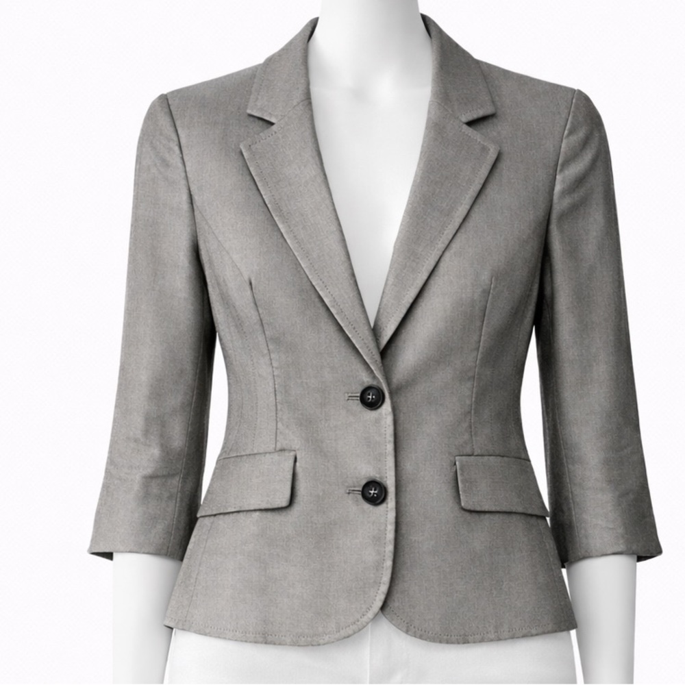 Teenflo Gray Stretch Linen Blend Tailored Blazer